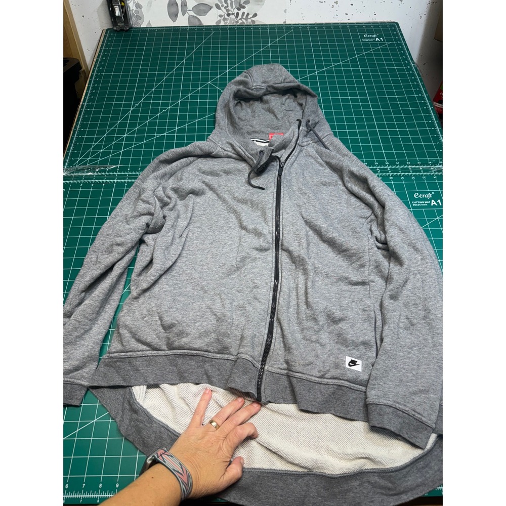 Nike Sportswear Women 2X Gray Asymmetrical Full Zip Hoodie High Low Hem Sporty